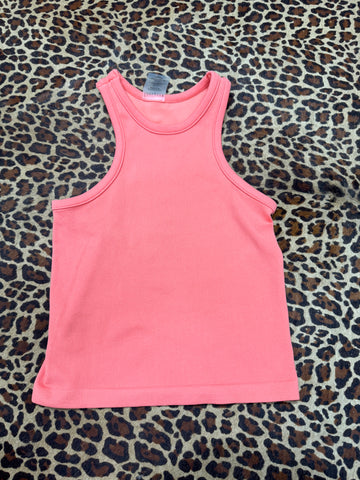 RIBBED CROPPED TANK-CORAL